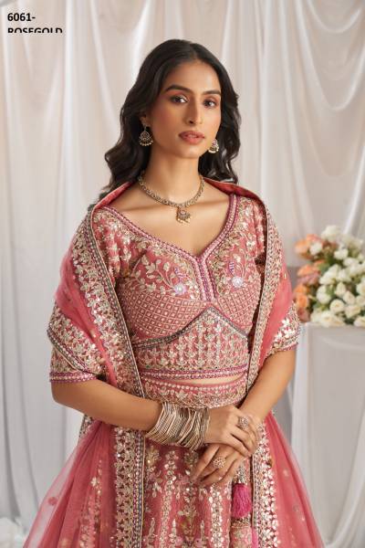 PF 6061 DESIGNER TISSUE WEDDING LEHENGA CHOLI WHOLESALER IN INDIA